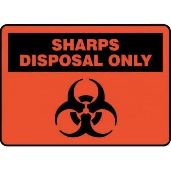 Accuform SAFETY SIGN SHARPS DISPOSAL ONLY 7 in MBHZ518XP - main